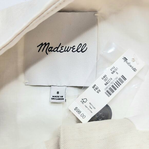 Madewell Crewneck Cutaway Vest Drape Twill Ivory White Button Down Tank Medium 8 - Picture 7 of 8